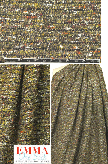 Italian autumn-toned tweedy, nubby stripe weave 1.25 yds