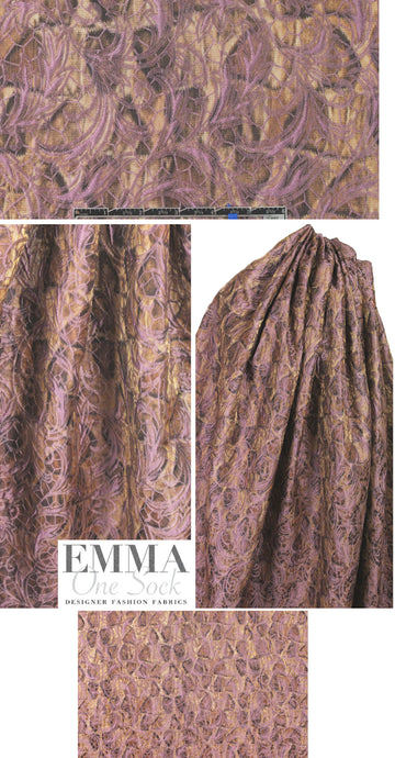 Italian lilac/sand/mocha fleur-de-lis brocade