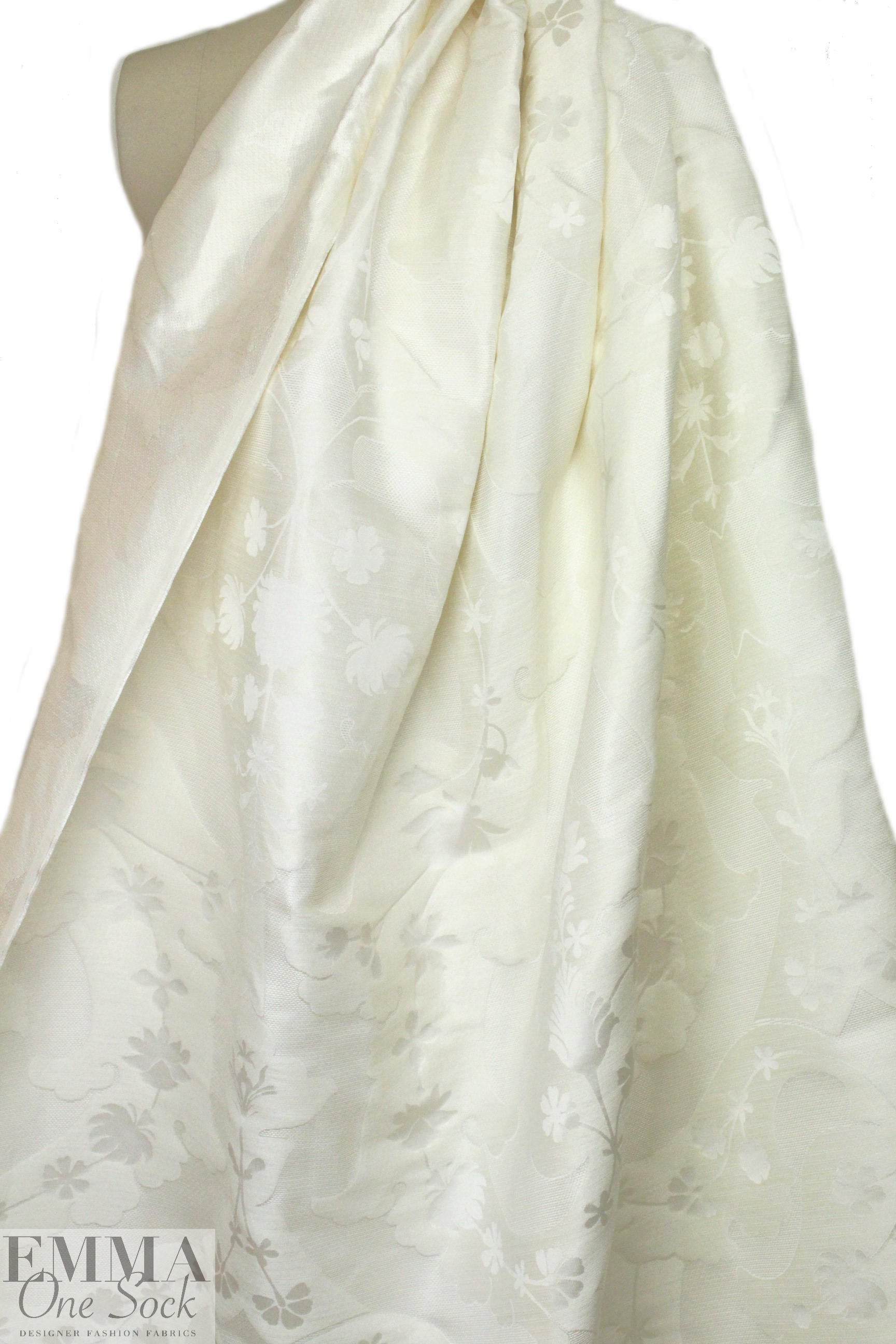 decorative design silk/linen damask - cream