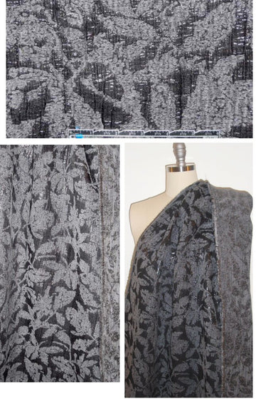Australian fancy textured brocade - gray/black 1.125 yds