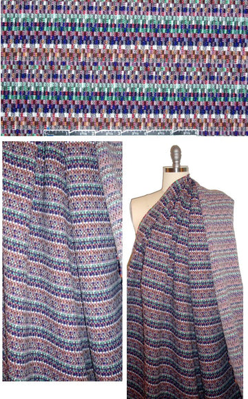 French 'mosaic' jacquard suiting/coating - purple/red