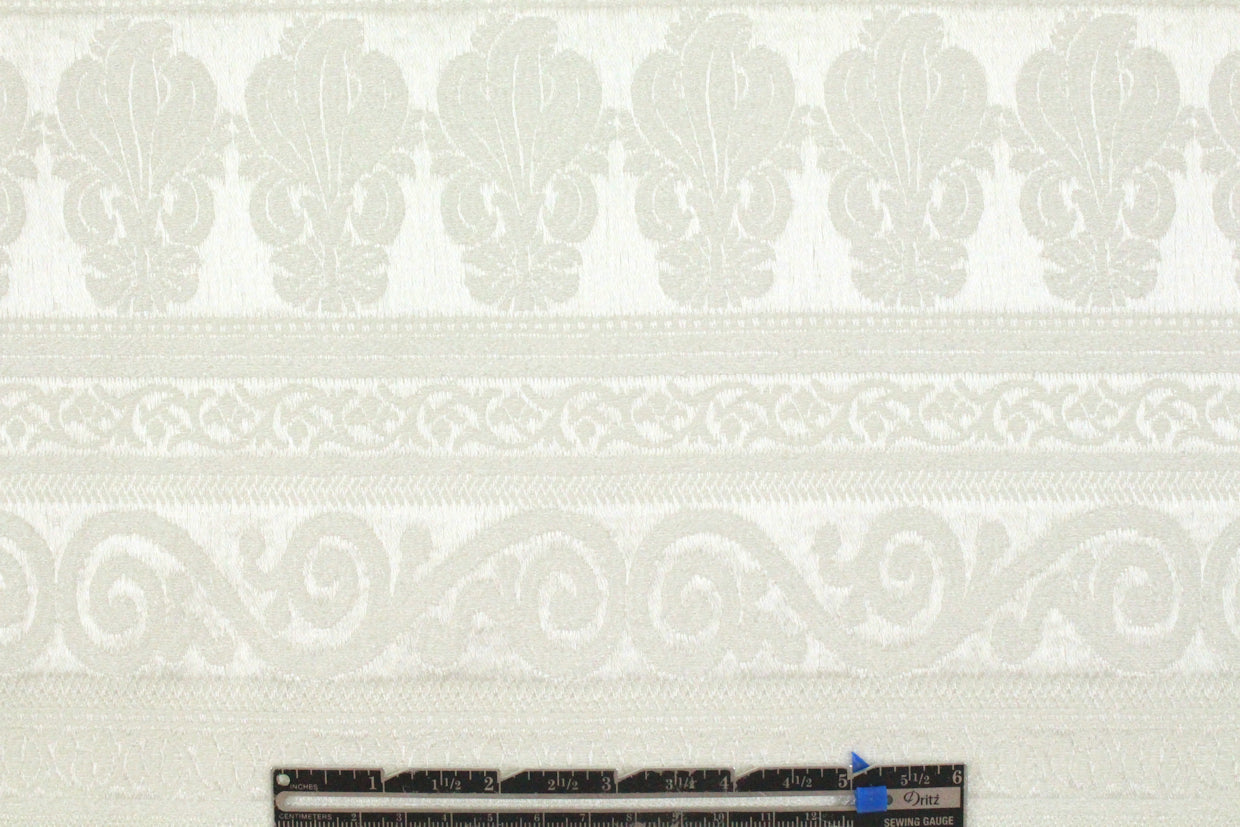 French decorative, textured stripe cream brocade 2 yd