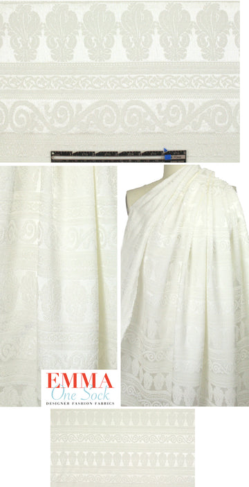 French decorative, textured stripe cream brocade