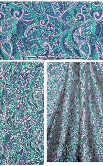 French emerald/amethyst/sapphire textured brocade 1.375 yd