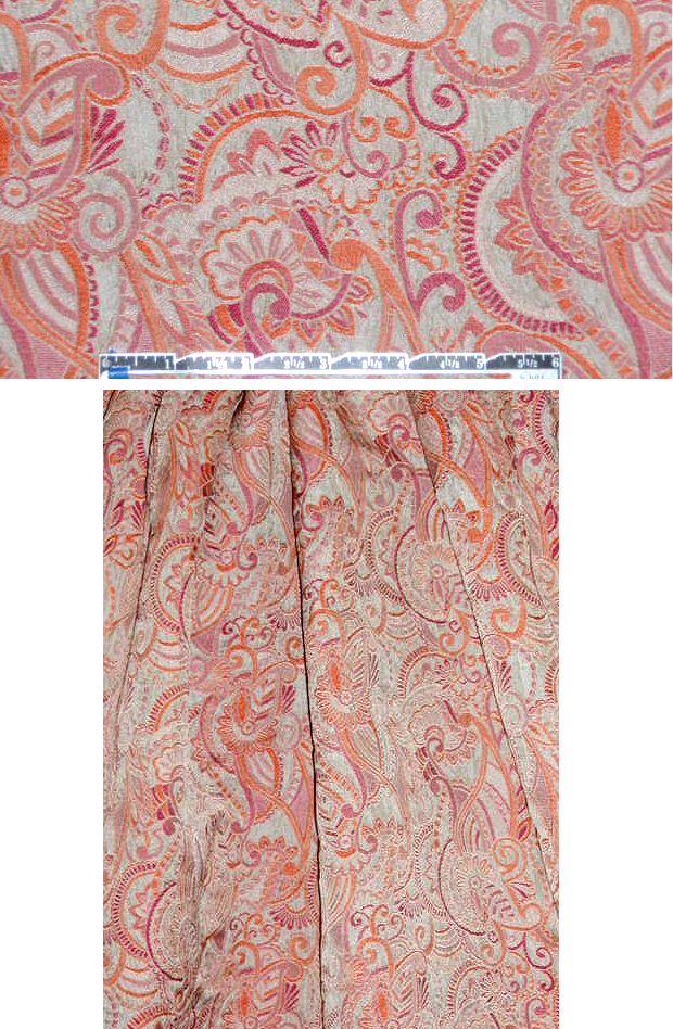 French khaki/rose/sorbet textured brocade 1.125 yds