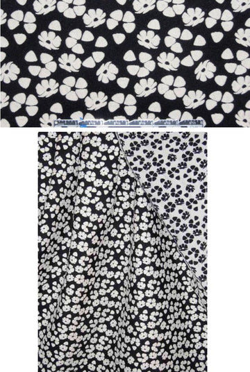 French reversible black/bone floral jacquard