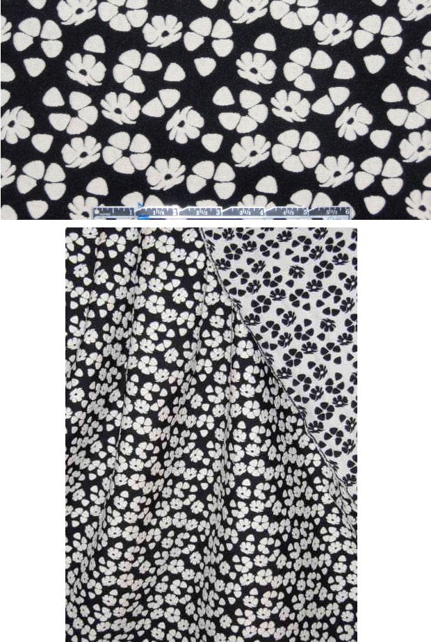 French reversible black/bone floral jacquard 1.5 yd