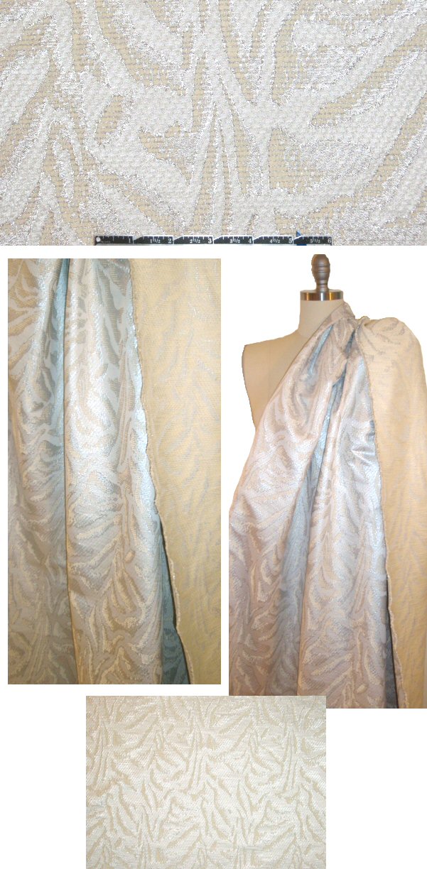Italian silver/ivory design jacquard brocade 2.25 yd