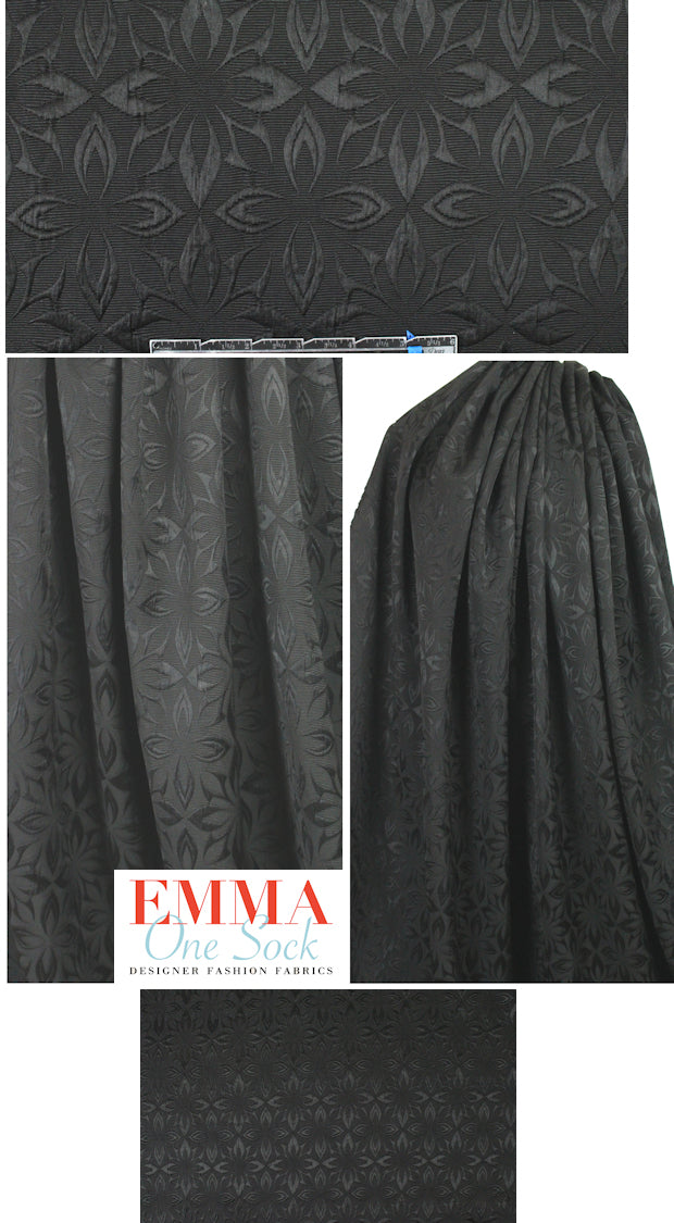 French black on black stylized floral brocade