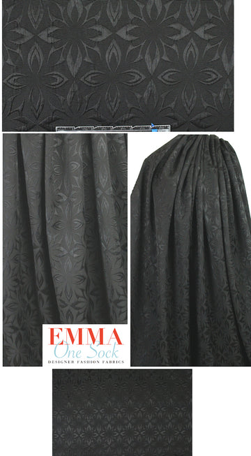 French black on black stylized floral brocade