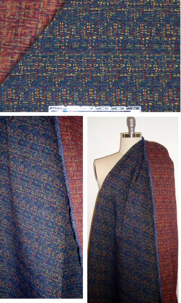 French navy/gold/brick tapestry brocade 1.5 yd