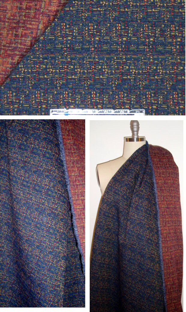 French navy/gold/brick tapestry brocade 1.5 yds