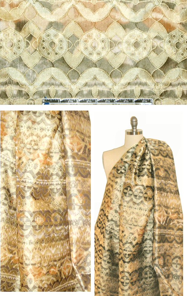 Italian over-printed medallion brocade - gold