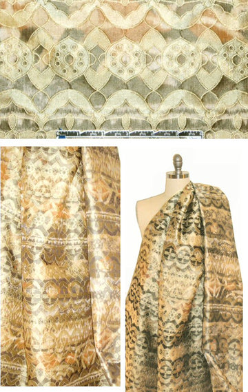 Italian over-printed medallion brocade - gold 1.875 yd