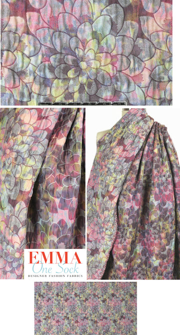 Italian overprinted floral jacquard brocade - rouge 1.625 yd
