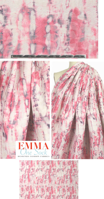 Italian pink abstract over-printed brocade 1.125 yds