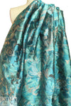 French painterly floral jacquard brocade - turquoise