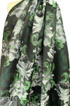 French painterly floral jacquard brocade - greens 2.125 yd