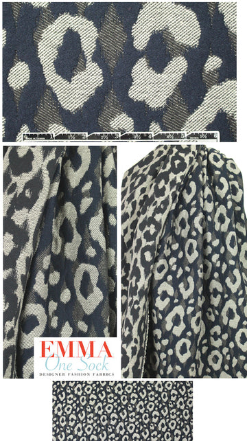 Italian midnight/khaki cheetah textured brocade