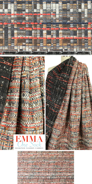 French tapestry mosaic look brocade - camel/gray/coral