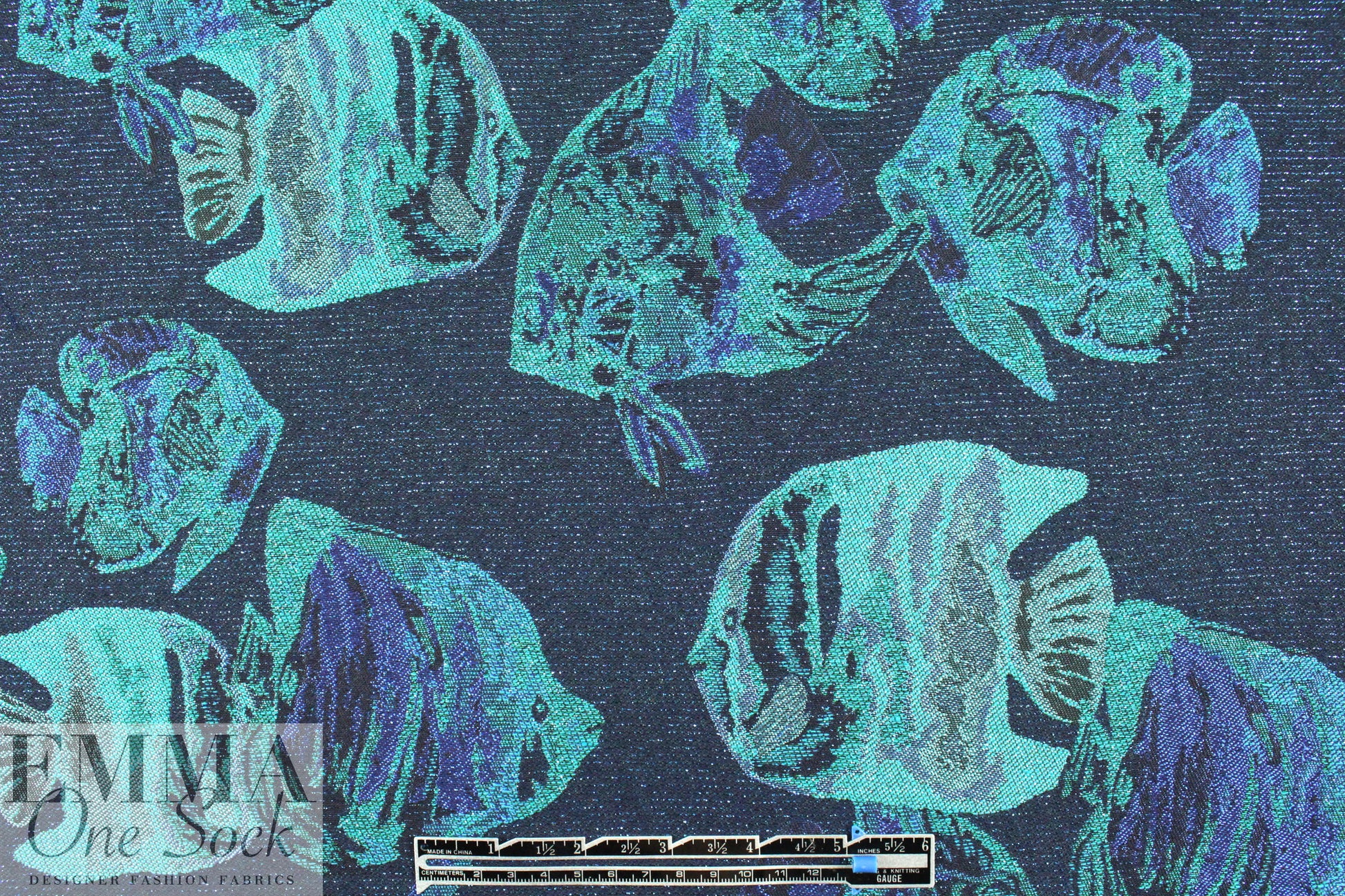 French 'aquarium scene' sparkly jacquard brocade 1.5 yd