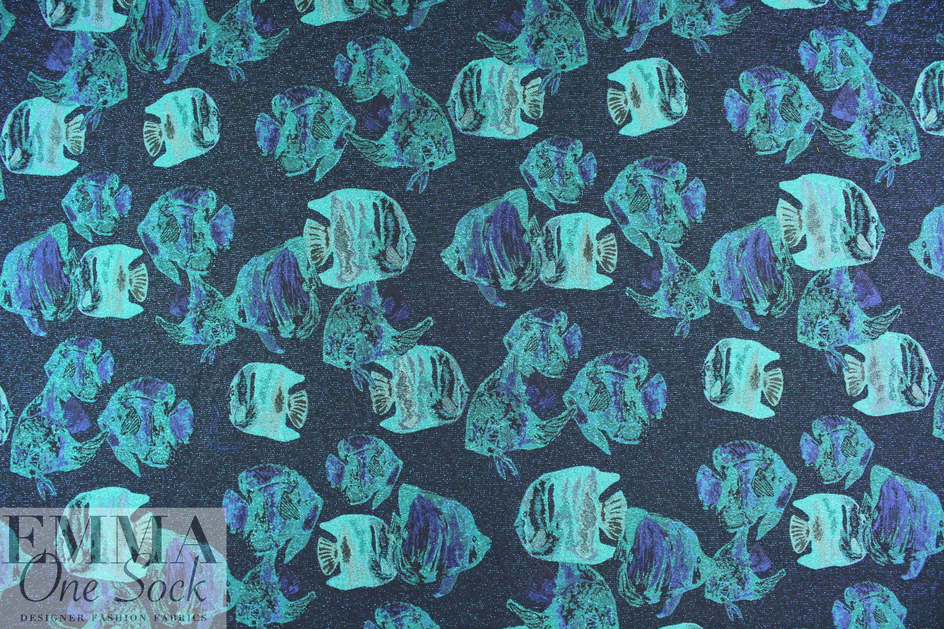 French 'aquarium scene' sparkly jacquard brocade