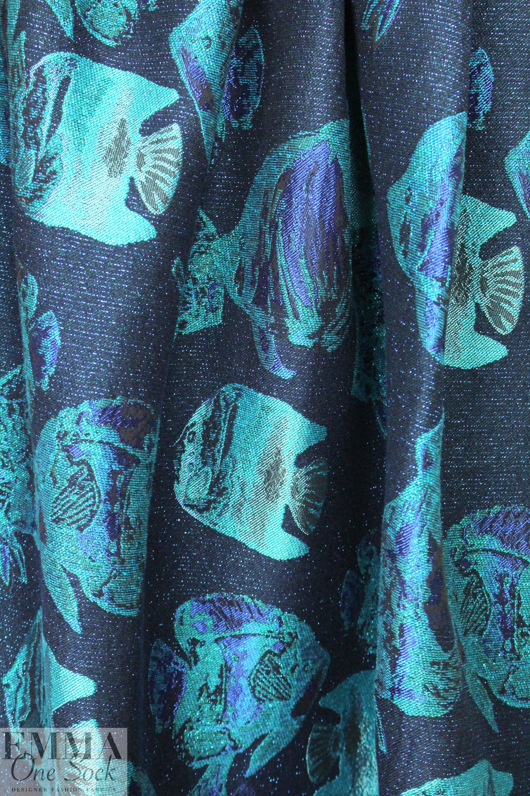 French 'aquarium scene' sparkly jacquard brocade 1.375 yds