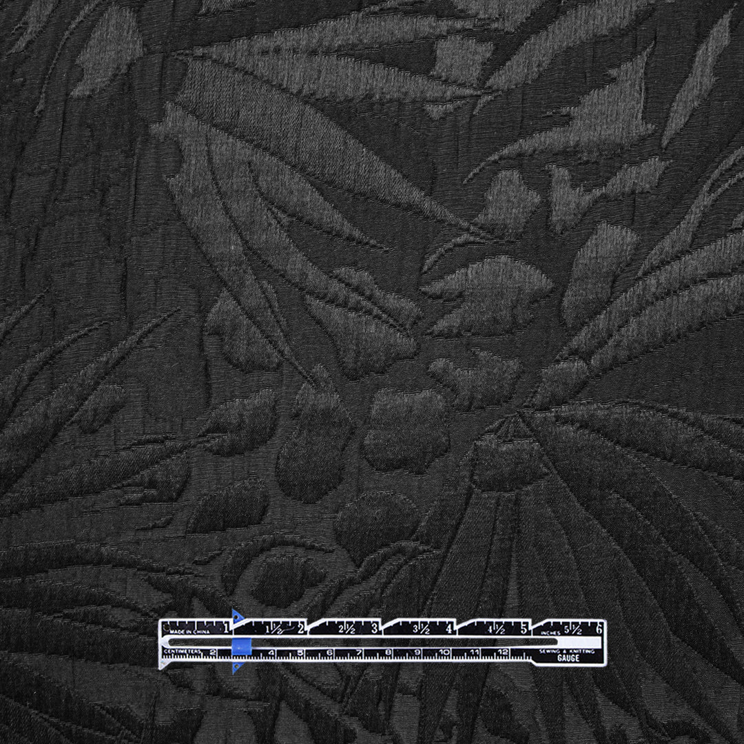 famous designer textured matelasse' flower brocade - black 1.25 yds
