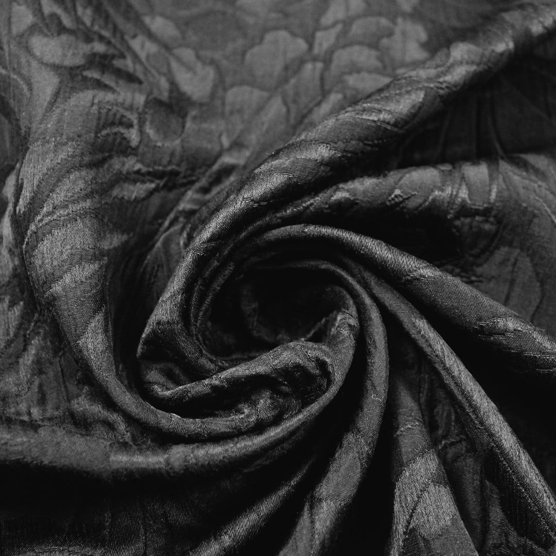 famous designer textured matelasse' flower brocade - black 1.25 yds