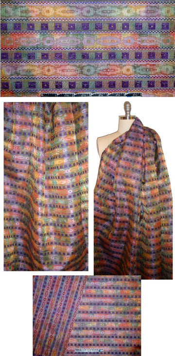 French spice/purple ombre stripe jacquard brocade