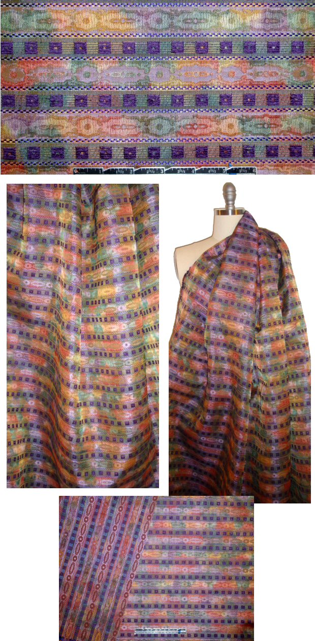 French spice/purple ombre stripe jacquard brocade 2 yd