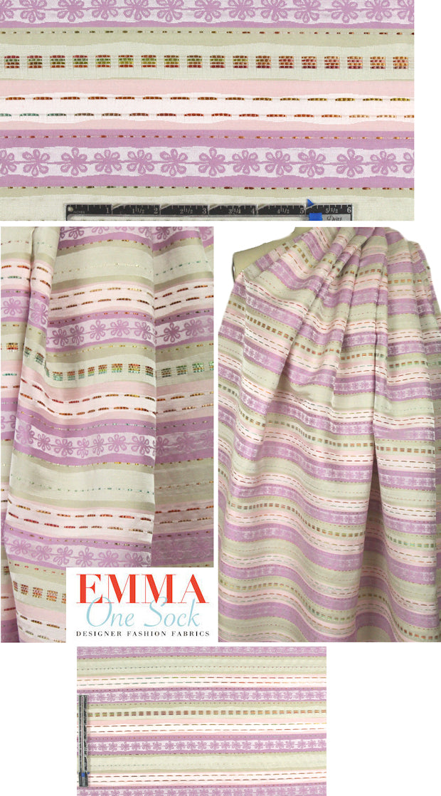 French pastel tones striped jacquard brocade
