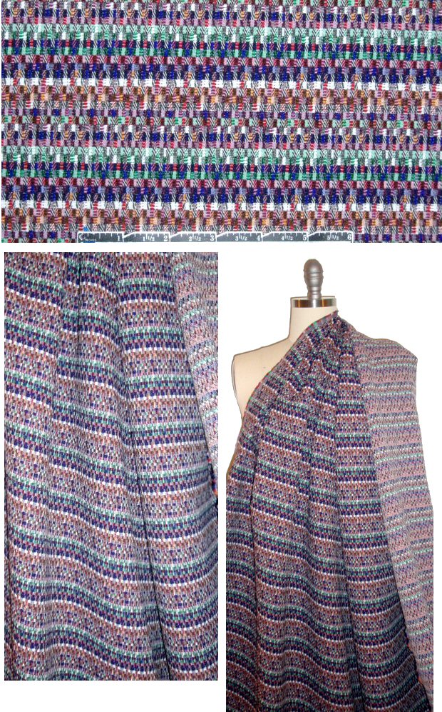 French 'mosaic' jacquard suiting/coating - purple/red 1.875 yd