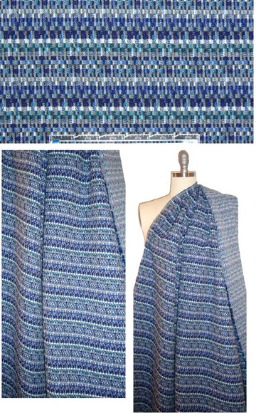French 'mosaic' jacquard suiting/coating - blue/turq