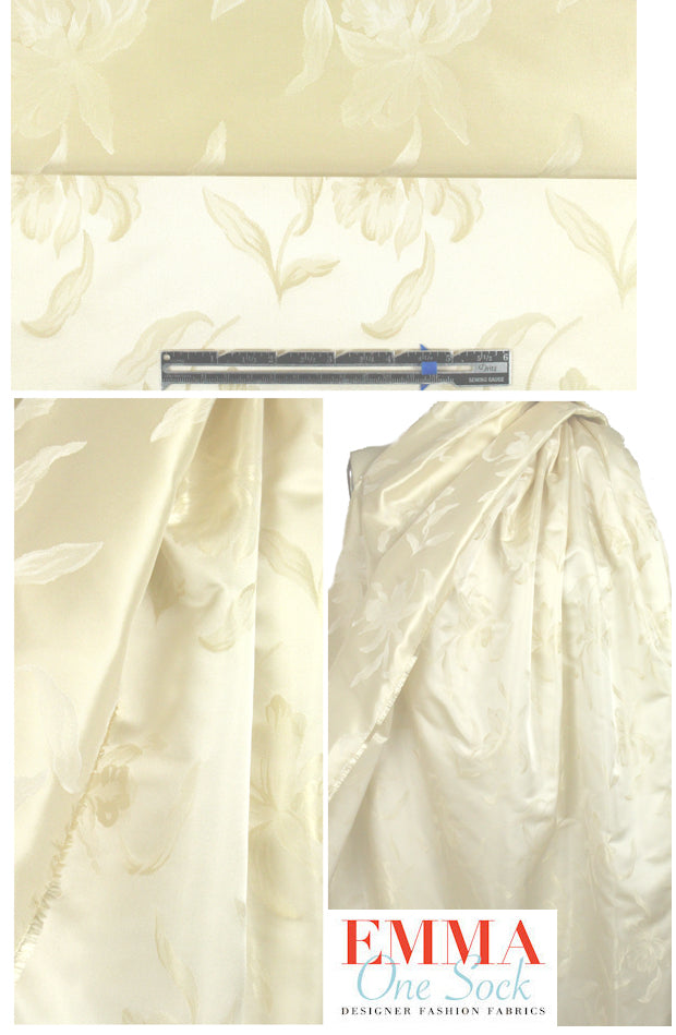 Italian bridal floral jacquard brocade - ivory