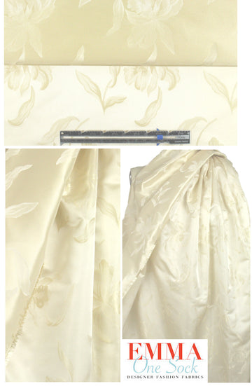 Italian bridal floral jacquard brocade - ivory