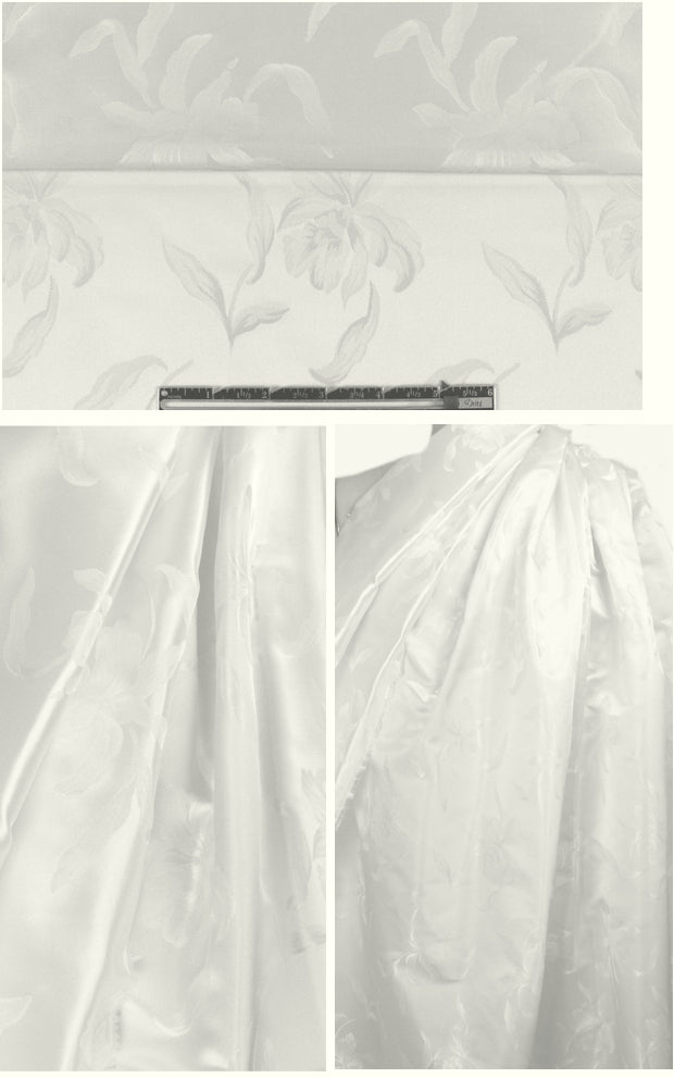 Italian bridal floral jacquard brocade - white 1.66 yds