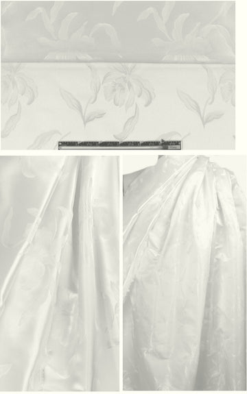 Italian bridal floral jacquard brocade - white 1.66 yds