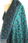 ginkgo leaves jacquard brocade - shades of teal .875 yds