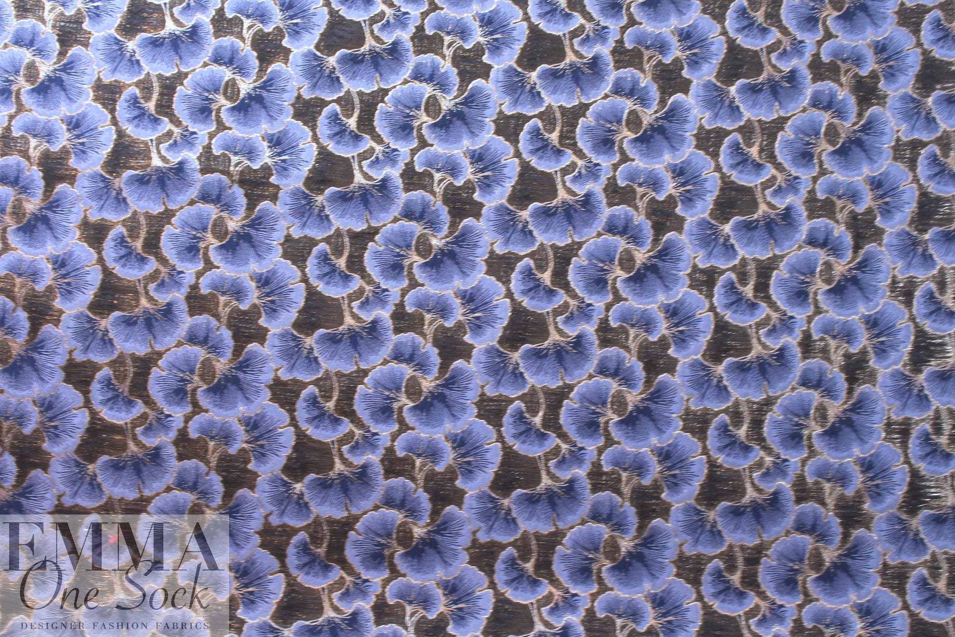 ginkgo leaves jacquard brocade - shades of blue 2.125 yd