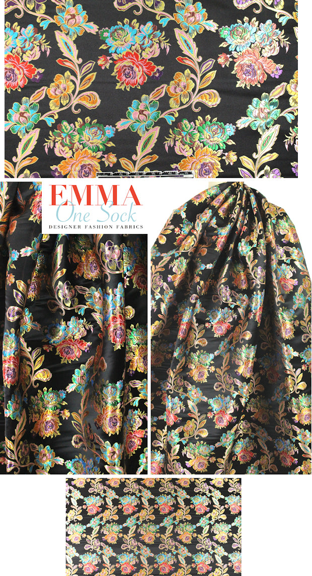 cloisonne' style gilded flower jacquard brocade 1.875 yd