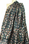 Asian flower jacquard brocade - pink/gold/black 1 yard