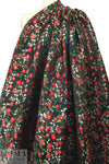 Asian flower jacquard brocade - red/gold/black 1.375 yd
