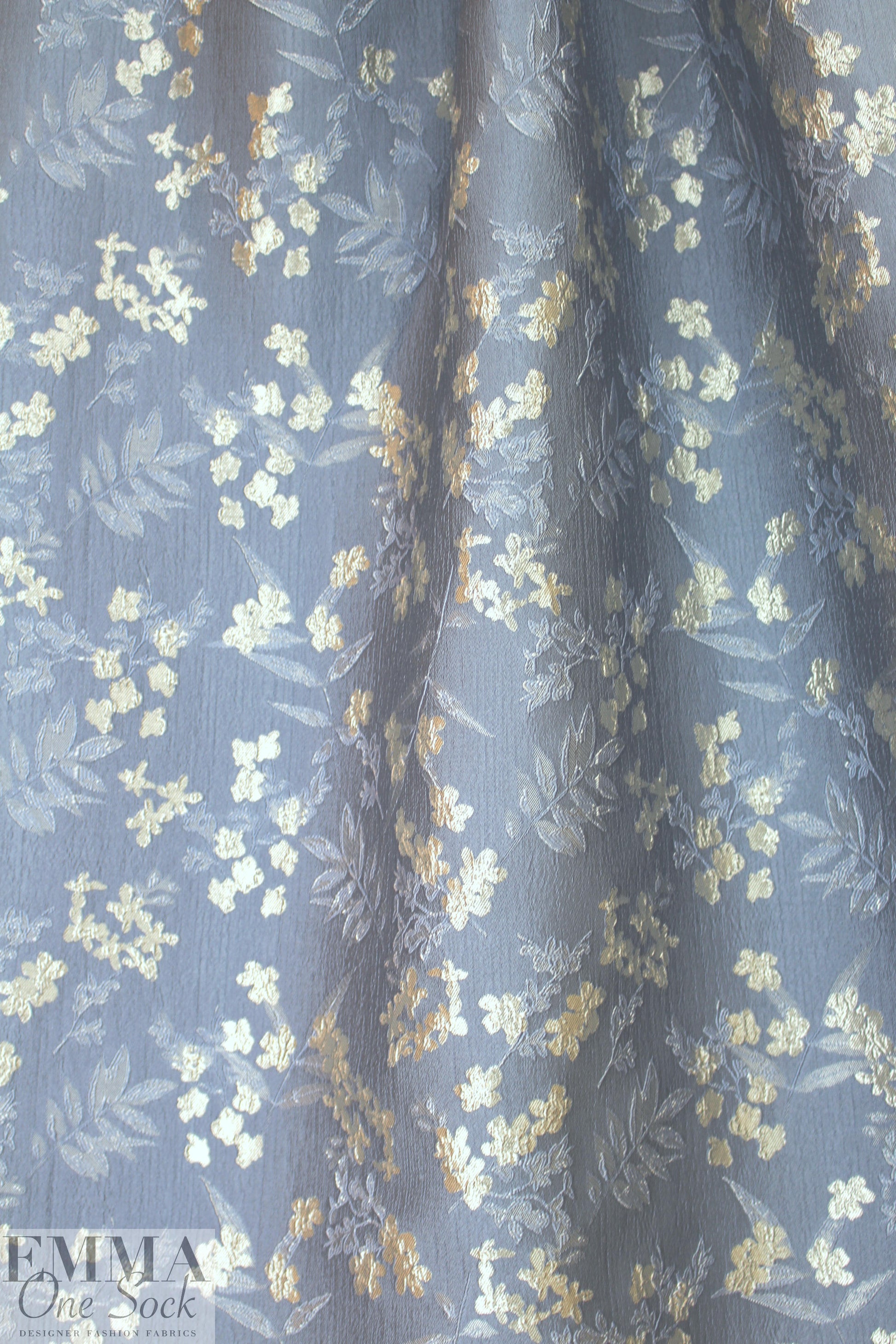 textured jacquard brocade - dusty blue blossoms