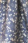 textured jacquard brocade - soft navy blossoms .75 yds