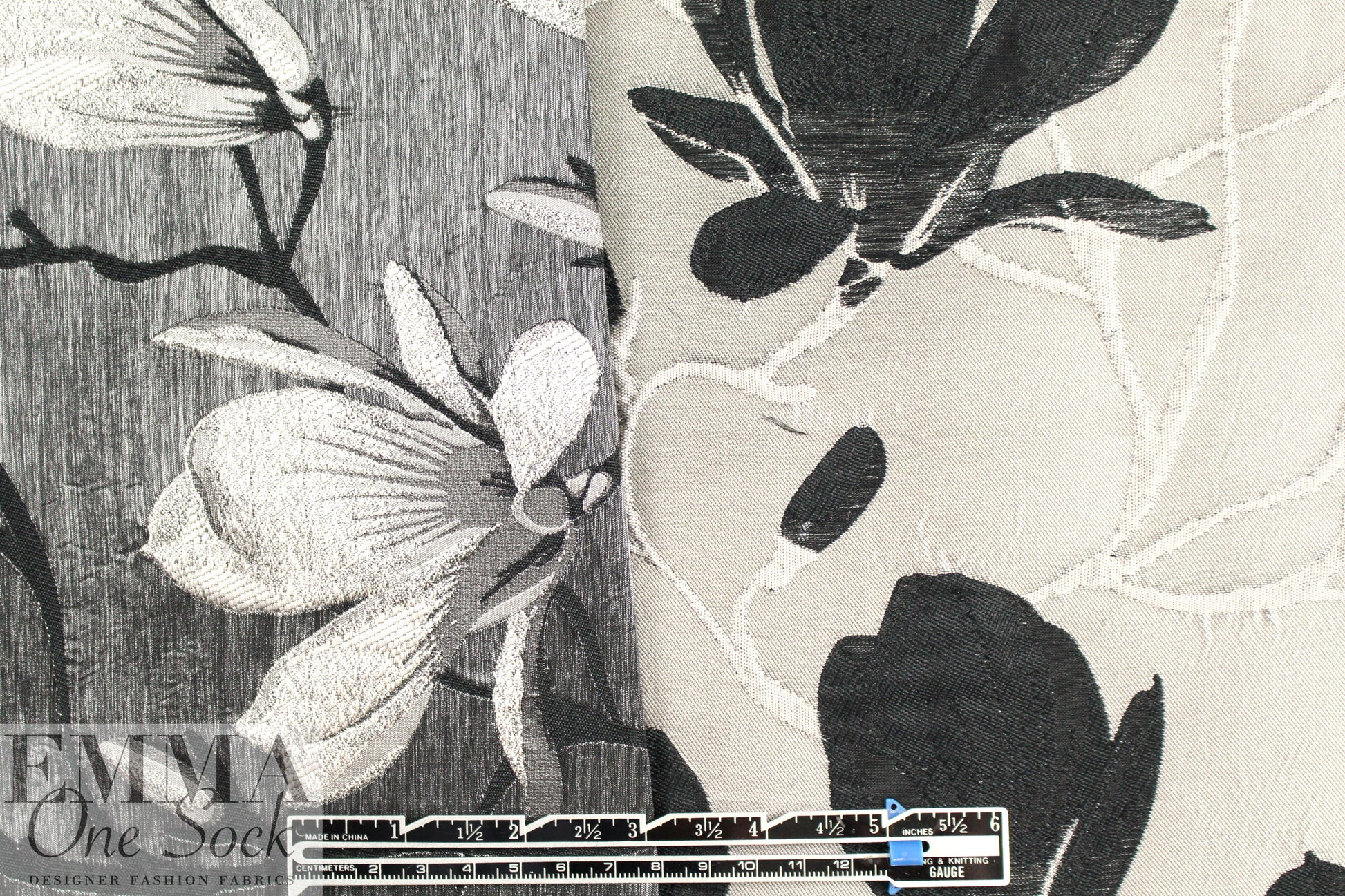 lilah floral jacquard brocade - black/silver