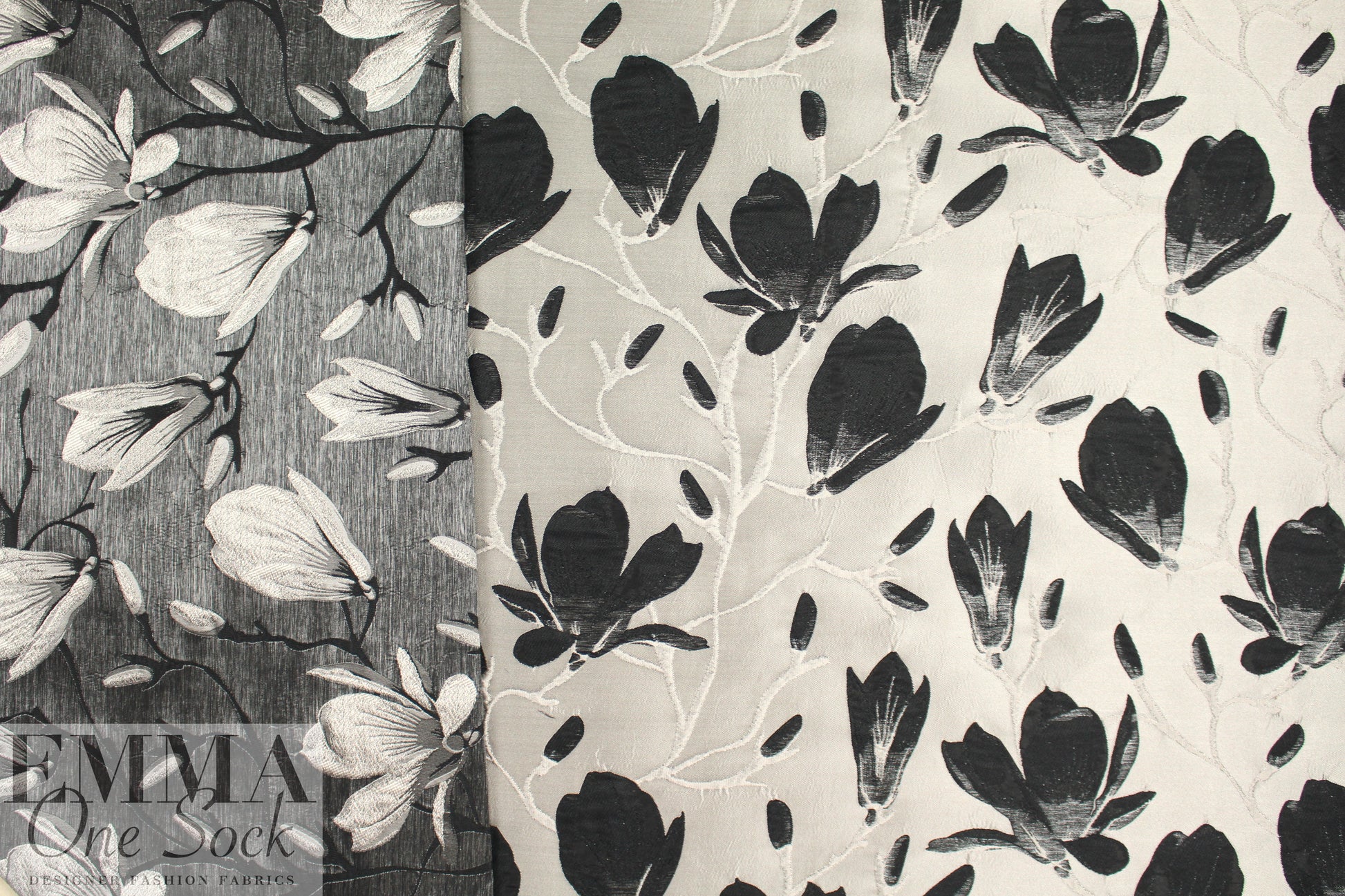 lilah floral jacquard brocade - black/silver .66 yds