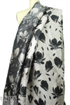 lilah floral jacquard brocade - black/silver .66 yds