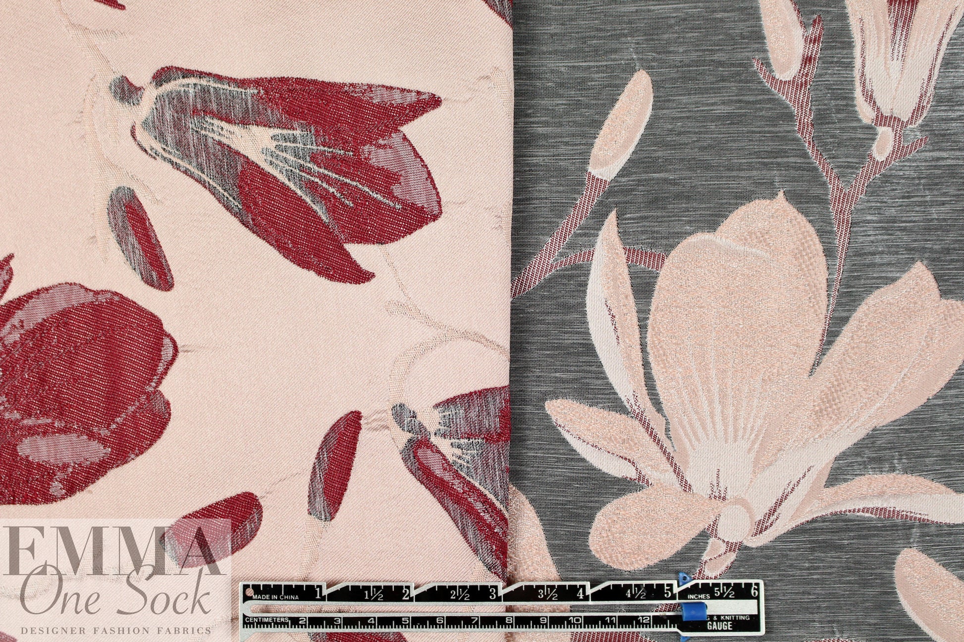 lilah floral jacquard brocade - blush/silvery grey 1.375 yds