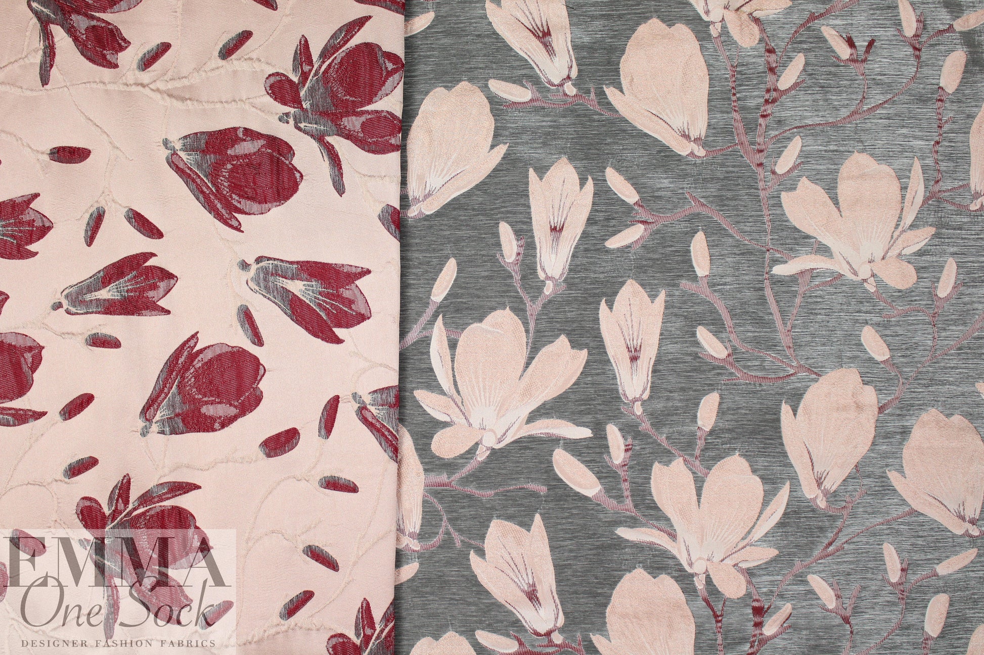 lilah floral jacquard brocade - blush/silvery grey 1.875 yd